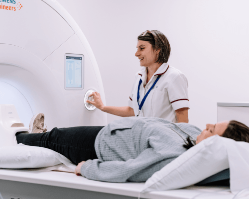 clinician and patient mri scanner