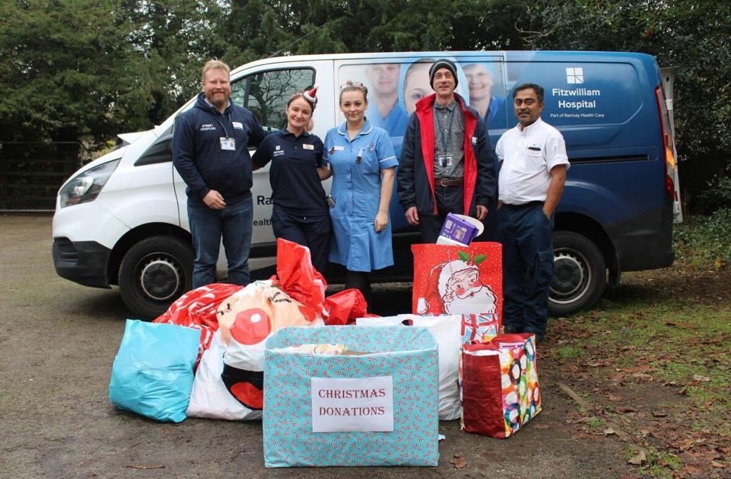 Fitzwilliam staff donating gifts and toiletries