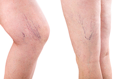 three legs with blue varicose veins